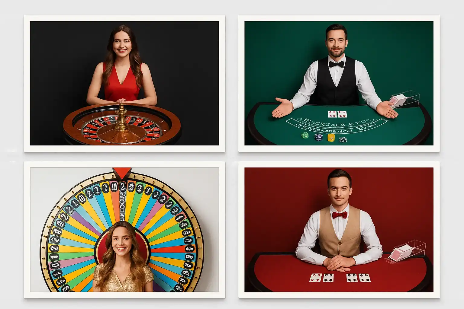 Live kasinon pelikortit, ruletti, blackjack, Crazy Time, baccarat ja jakajat